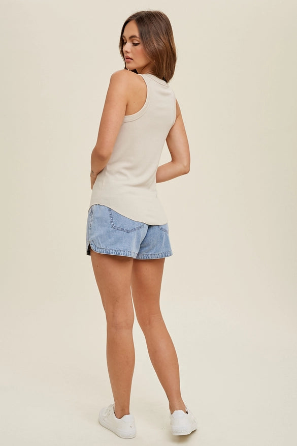 Women's Crew Neck Ribbed Knit Tank Top (Available in 12 Color Options!)