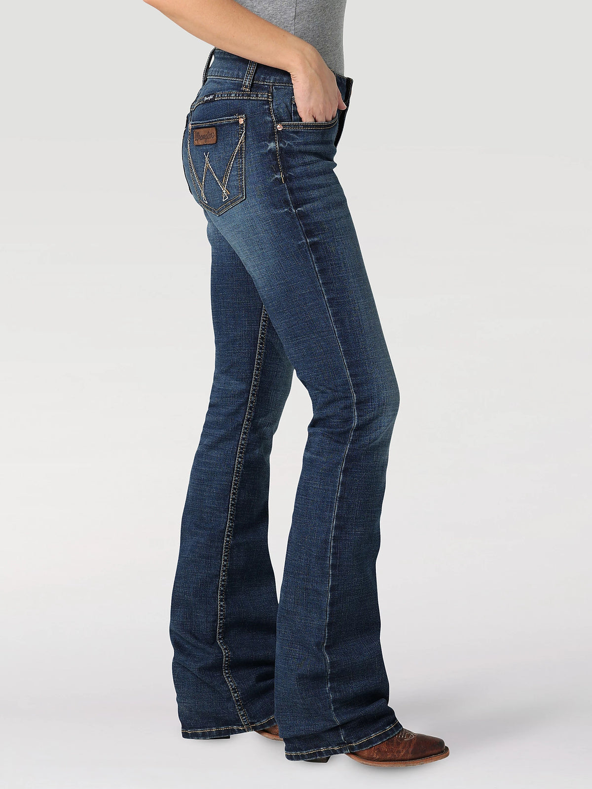 Wrangler Retro Women's Mae Mid Rise Bootcut Jean in Dark Blue (Available in Regular & Plus Sizes)