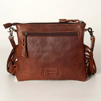 American Darling Hair On Hide Cowgirl On Horseback Fringe Crossbody Bag