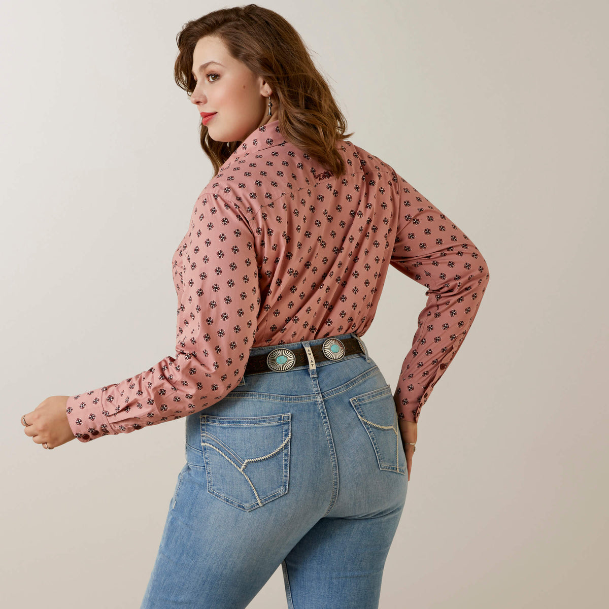 Ariat Women's Kirby Red River Geo Stretch Long Sleeve Button Down Shirt