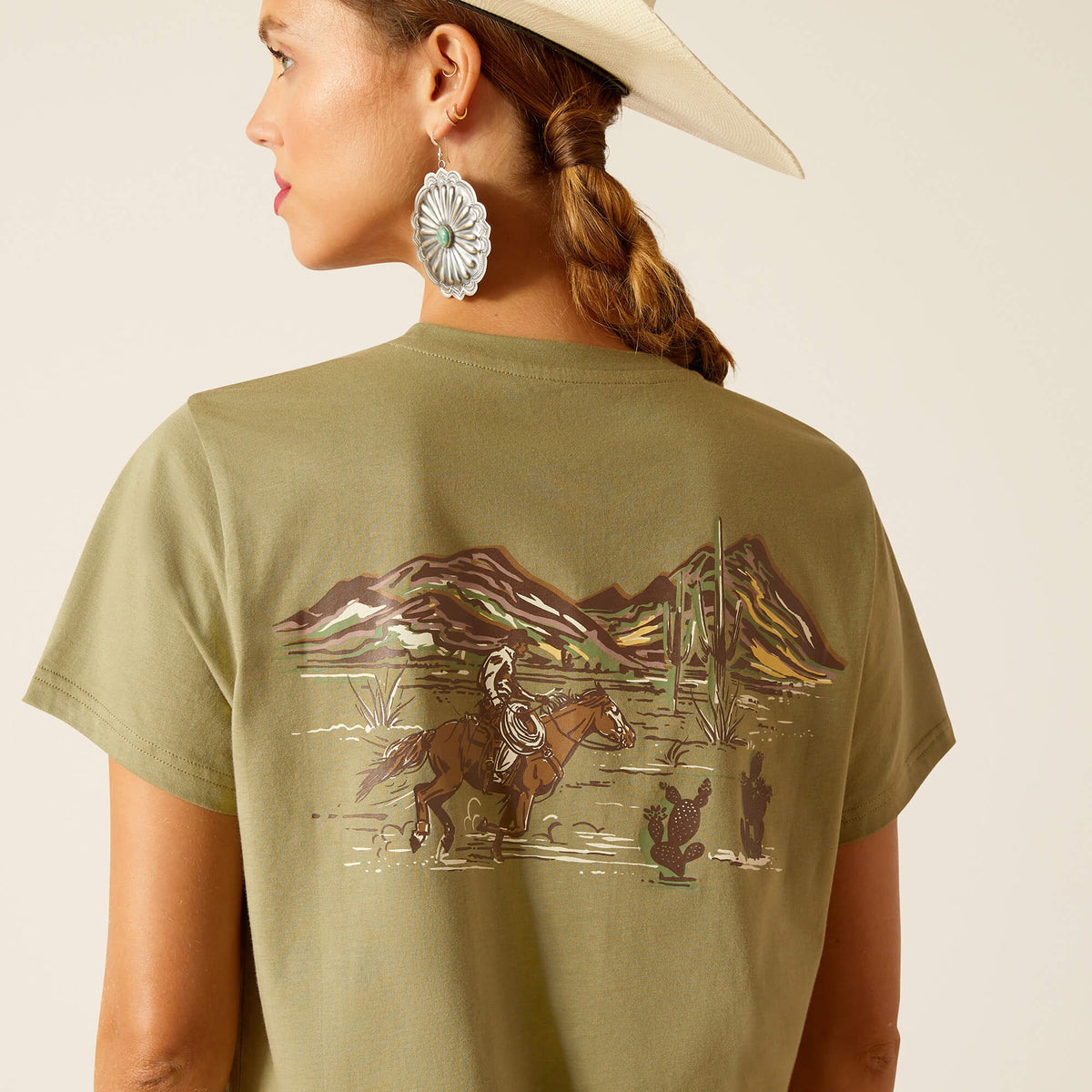 Ariat Women's Desert Scene T-Shirt in Oil Green (Available in Plus Sizes)