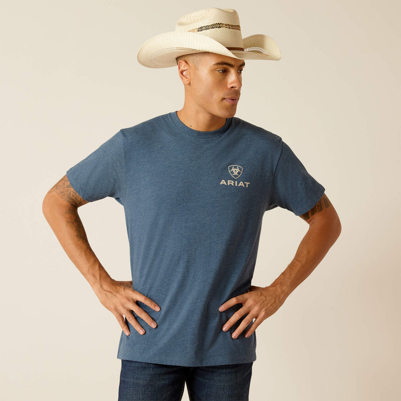 Ariat Men's Southwest Bison T-Shirt in Sailor Blue Heather