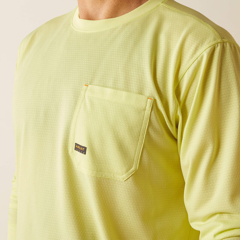 Ariat Men's Rebar L/S Heat Fighter Staple T-Shirt in Lime Sherbert