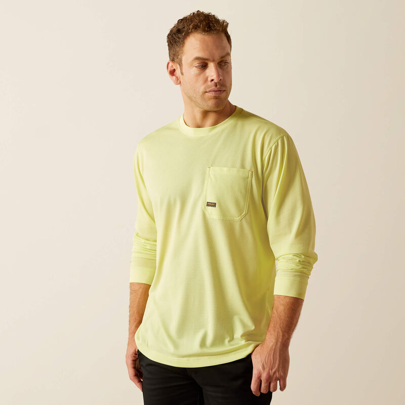 Ariat Men's Rebar L/S Heat Fighter Staple T-Shirt in Lime Sherbert
