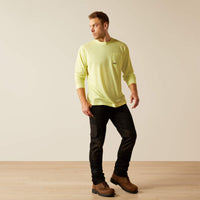 Ariat Men's Rebar L/S Heat Fighter Staple T-Shirt in Lime Sherbert