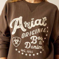 Ariat Women's Oversized Crew Logo Sweatshirt in Banyan Bark