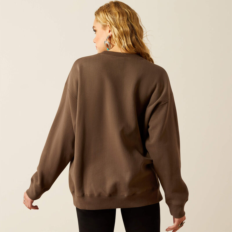 Ariat Women's Oversized Crew Logo Sweatshirt in Banyan Bark
