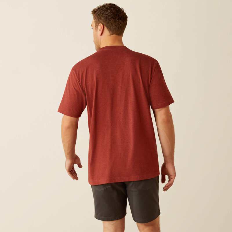 Ariat Men's Rebar Cotton Strong Solid T-Shirt in Firebrick Red Heather