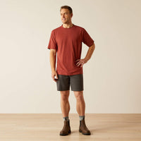 Ariat Men's Rebar Cotton Strong Solid T-Shirt in Firebrick Red Heather