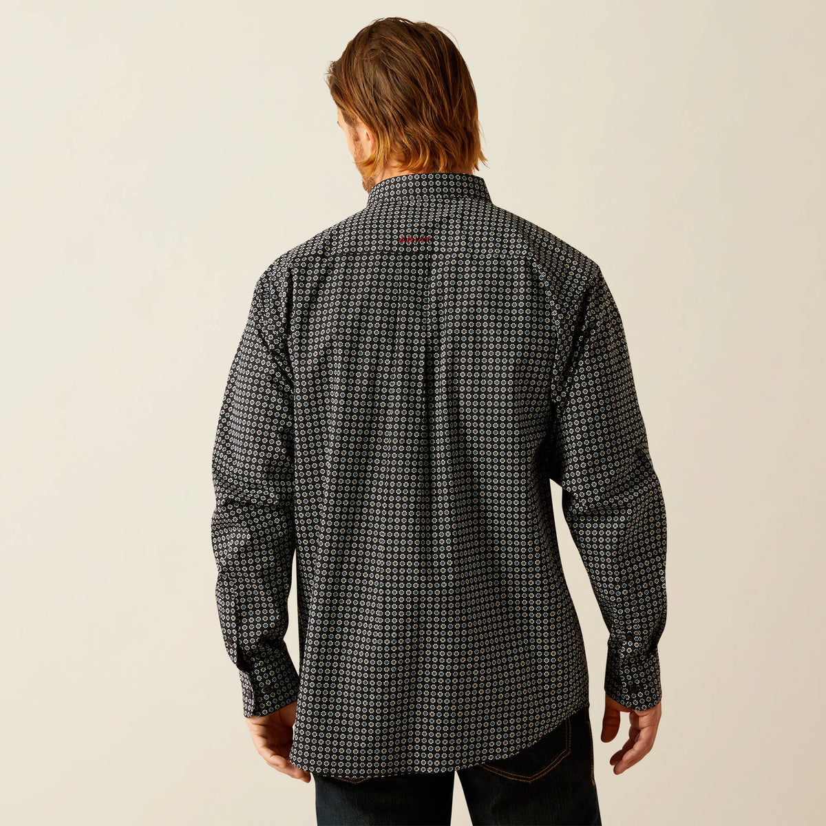 Ariat Men's L/S Gustav Classic Fit Western Button Down Shirt in Black Floral Geometric