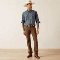 Ariat Men's Fenix L/S Geometric Classic Fit Western Snap Shirt in Chambray Blue