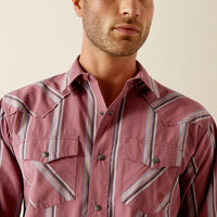 Ariat Men's Humphrey L/S Retro Fit Western Snap Shirt in Red Stripe