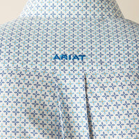 Ariat Men's Wrinkle Free L/S Classic Fit Baker Western Button Down Shirt in Blue Geometric