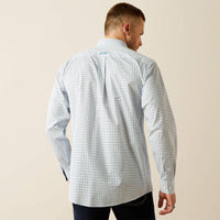 Ariat Men's Wrinkle Free L/S Classic Fit Baker Western Button Down Shirt in Blue Geometric