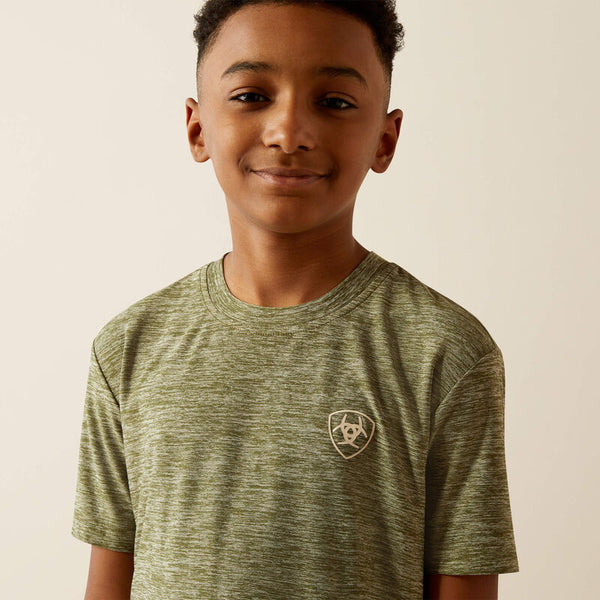 Ariat Youth Boy's Tree Bark Camo Charger T-Shirt in Dark Olive