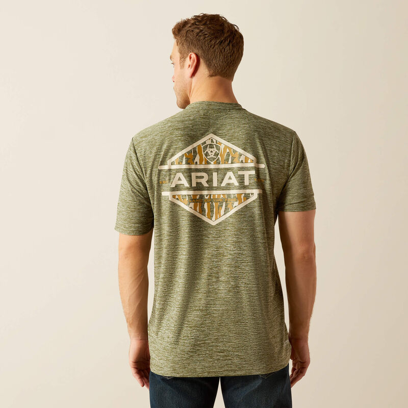 Ariat Men's Tree Bark Camo Charger Logo Graphic T-Shirt in Dark Olive