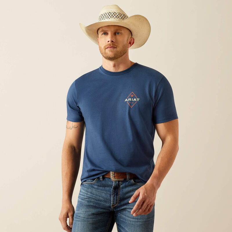 Ariat Men's Southwestern Diamond Valley T-Shirt in Space Blue