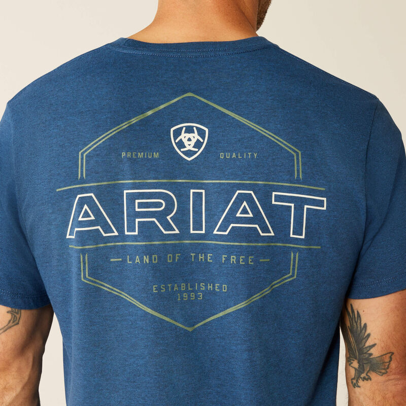 Ariat Men's Line Frame Hex T-Shirt in Denim Blue Heather