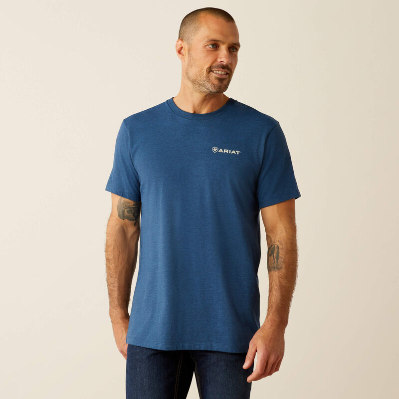 Ariat Men's Line Frame Hex T-Shirt in Denim Blue Heather
