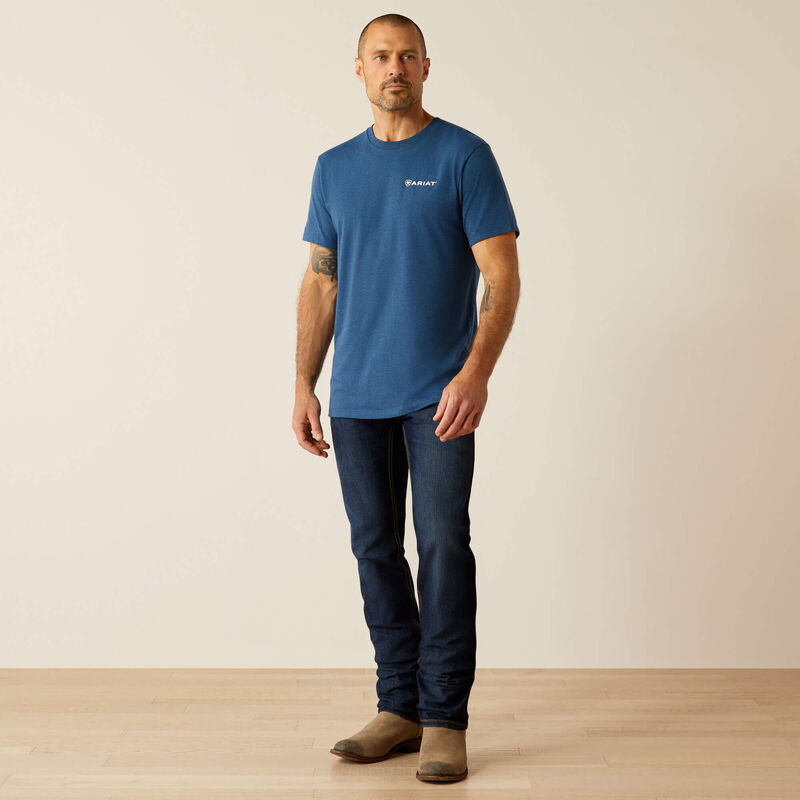 Ariat Men's Line Frame Hex T-Shirt in Denim Blue Heather
