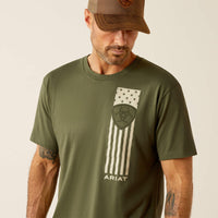 Ariat Men's Patriot Stripe Logo Graphic T-Shirt in Surplus Green