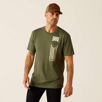 Ariat Men's Patriot Stripe Logo Graphic T-Shirt in Surplus Green