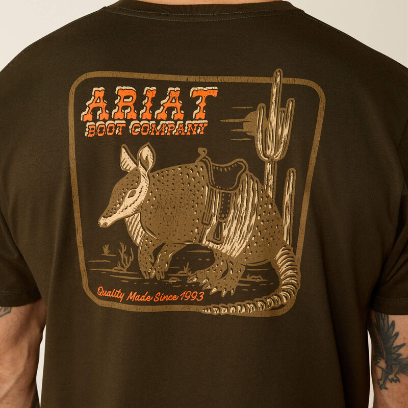 Ariat Men's Armadillo On A Half Shell Logo Graphic T-Shirt in Dark Olive