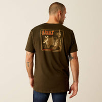 Ariat Men's Armadillo On A Half Shell Logo Graphic T-Shirt in Dark Olive