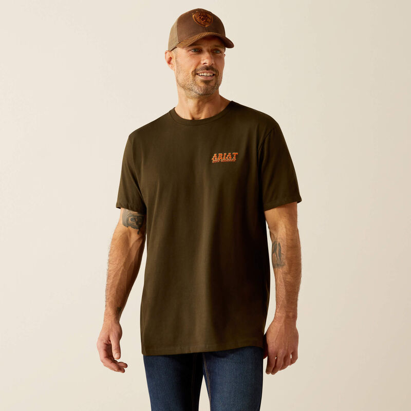 Ariat Men's Armadillo On A Half Shell Logo Graphic T-Shirt in Dark Olive