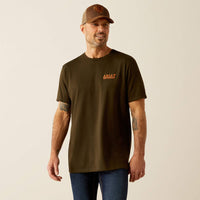 Ariat Men's Armadillo On A Half Shell Logo Graphic T-Shirt in Dark Olive