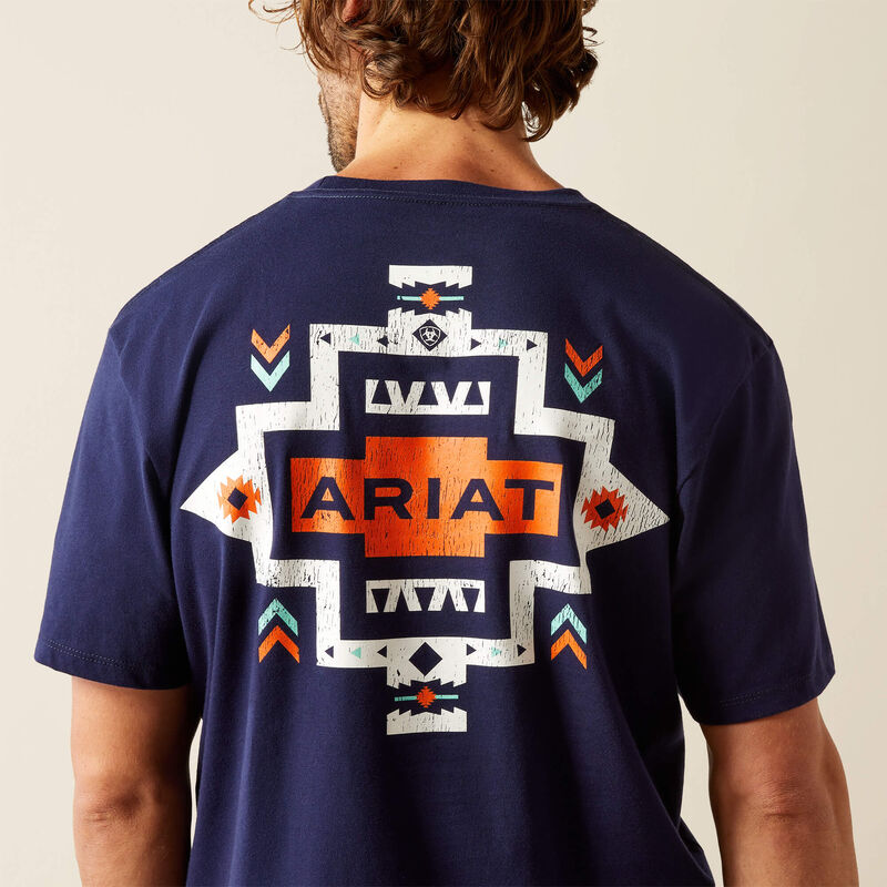 Ariat Men's Southwest Logo Graphic Pocket T-Shirt in Classic Blue