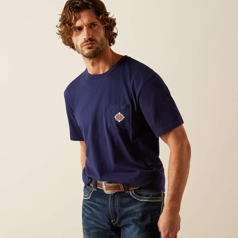 Ariat Men's Southwest Logo Graphic Pocket T-Shirt in Classic Blue