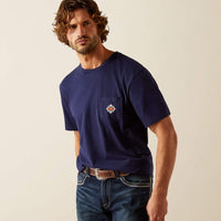Ariat Men's Southwest Logo Graphic Pocket T-Shirt in Classic Blue