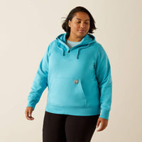 Ariat Women's Rebar Skill Set 1/2 Zip Hoodie in Maui Blue (Available in Plus Sizes)