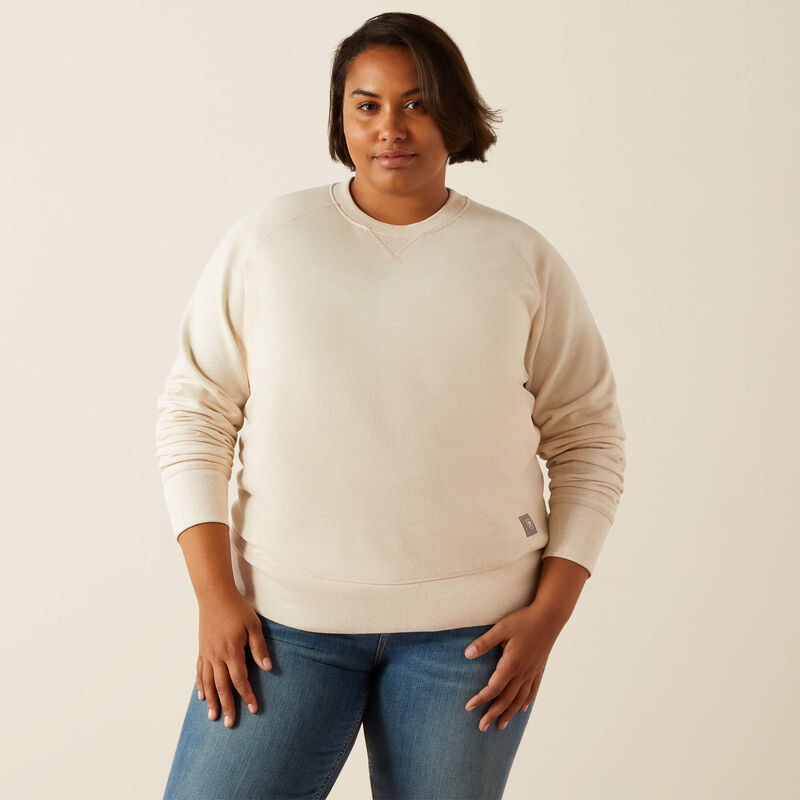 Ariat Women's Rebar Workman Washed Fleece Sweatshirt in Sun Kiss Heather (Available in Plus Sizes)
