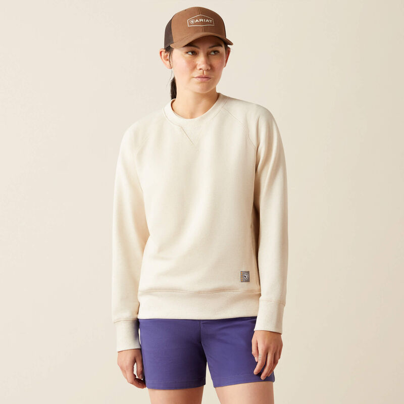 Ariat Women's Rebar Workman Washed Fleece Sweatshirt in Sun Kiss Heather (Available in Plus Sizes)