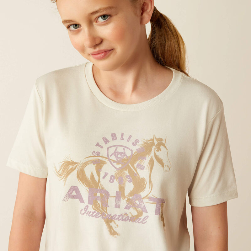 Ariat Youth Girl's Medallion Graphic Logo T-shirt in Natural