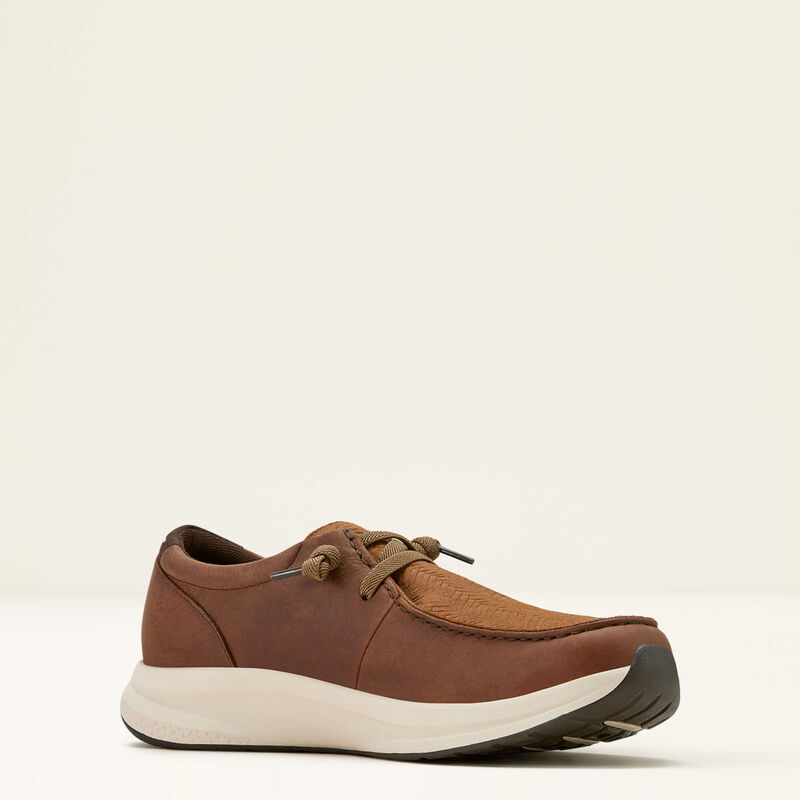 Ariat Men's Buckeye H20 Waterproof Shoe in Reliable Brown & Tan Woven Emboss