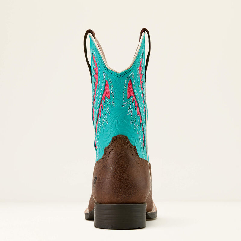 Ariat Kid's Quickdraw VentTEK Western Boot in Rich Clay/ Turquoise Floral Emboss