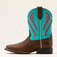 Ariat Kid's Quickdraw VentTEK Western Boot in Rich Clay/ Turquoise Floral Emboss