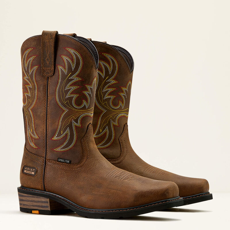 Ariat Men's Ironside Square Toe Steel Toe Work Boot in Rye Brown & Tan
