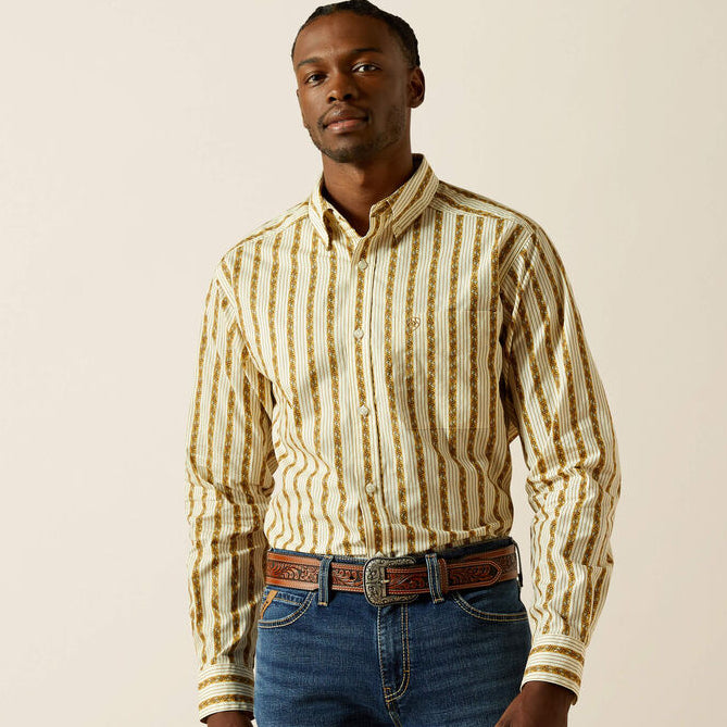 Men's Brigham Fitted Shirt in Tan, Size: XL by Ariat