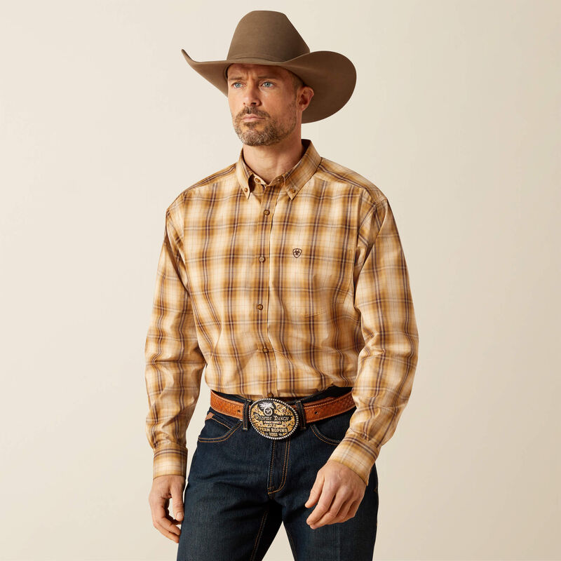 Ariat Men's Pro Series Tiger Mustard Shirt, L Ariat Men's Pro Series Tiger Mustard Shirt, L