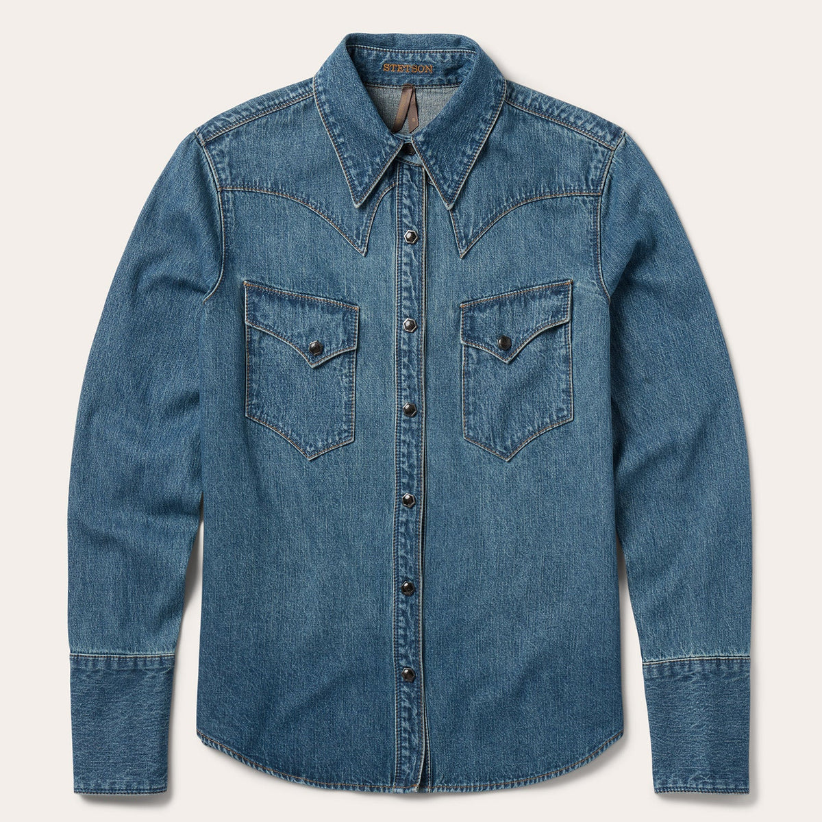 Stetson Women's L/S Chocolate Snap Western Denim Shirt in Medium Wash