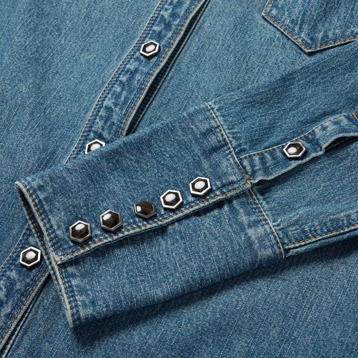 Stetson Women's L/S Chocolate Snap Western Denim Shirt in Medium Wash