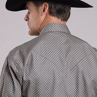 Stetson Men's Polaris Geometric Print Western Snap Shirt in Grey