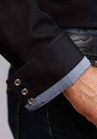 Stetson Men's Classic Solid Snap Poplin Shirt in Black