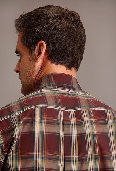 Stetson Men's Sandstone Ombre Plaid Long Sleeve Western Button Down Shirt