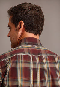 Stetson Men's Sandstone Ombre Plaid Long Sleeve Western Button Down Shirt