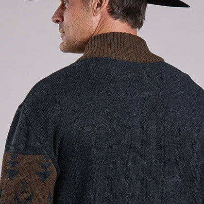 Stetson Men's L/S Wool Blend Quarter Zip Sweater in Grey